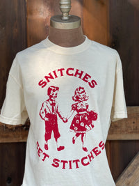 Thumbnail for Snitches Get Stitches Tee- Ivory