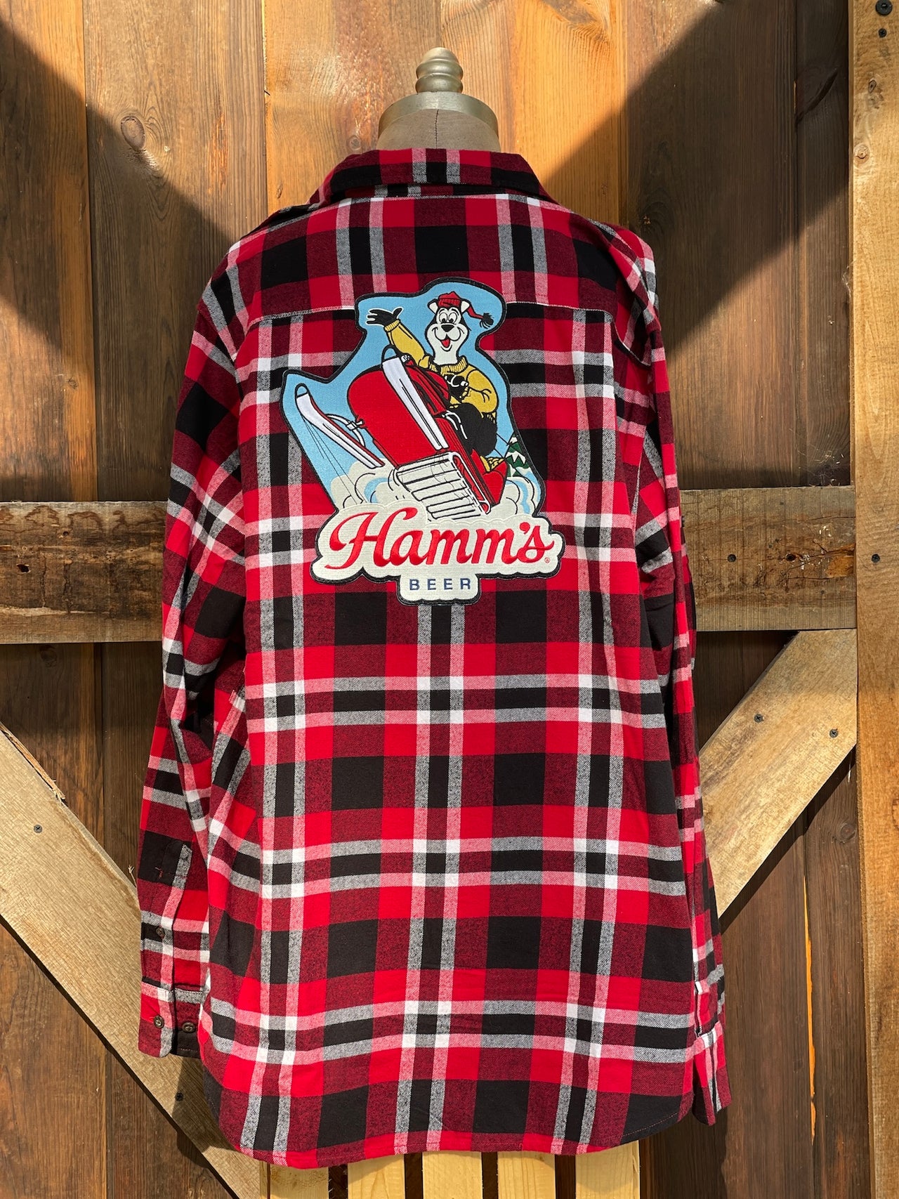 Hamm's SNOWMOBILE BEAR "SNOW FUN" Flannel