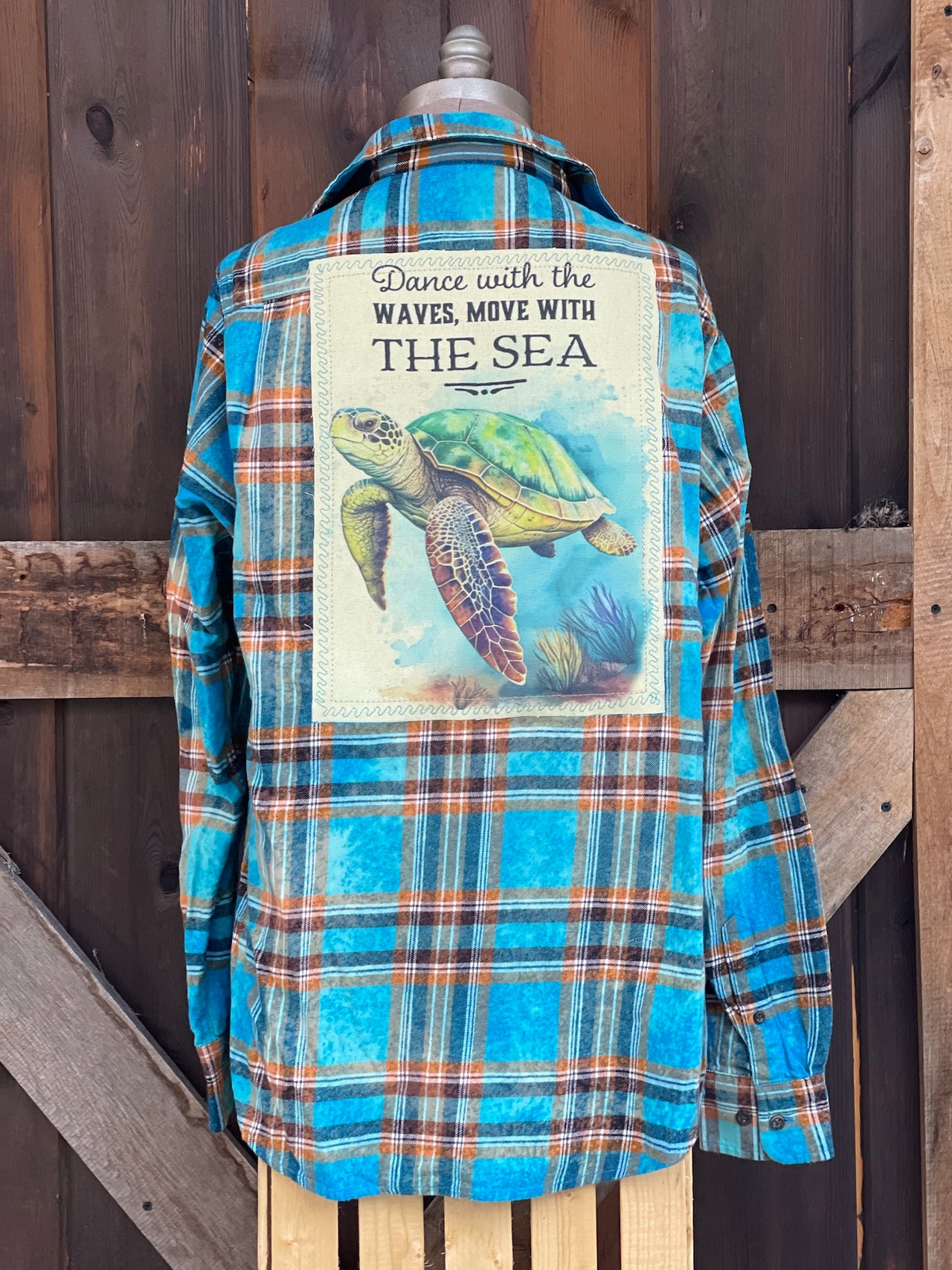 Turtle Cove Art Flannel- LIMITED EDITION Blue Lagoon Plaid