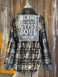 Thumbnail for Blame it on my Gypsy Soul Art Flannel- Distressed Black