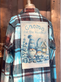 Thumbnail for GNOME FOR THE HOLIDAYS Holiday Flannel- Distressed Turquoise