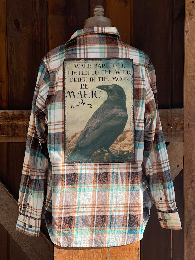 Raven Magic Art Flannel- Distressed Driftwood Plaid NEW COLOR!