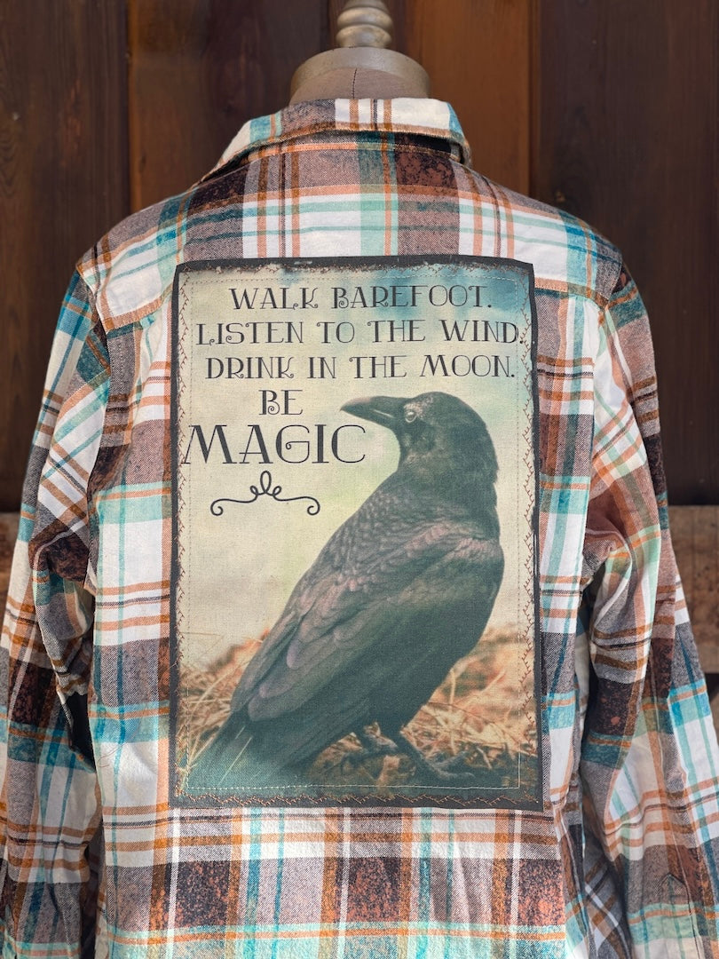 Raven Magic Art Flannel- Distressed Driftwood Plaid NEW COLOR!