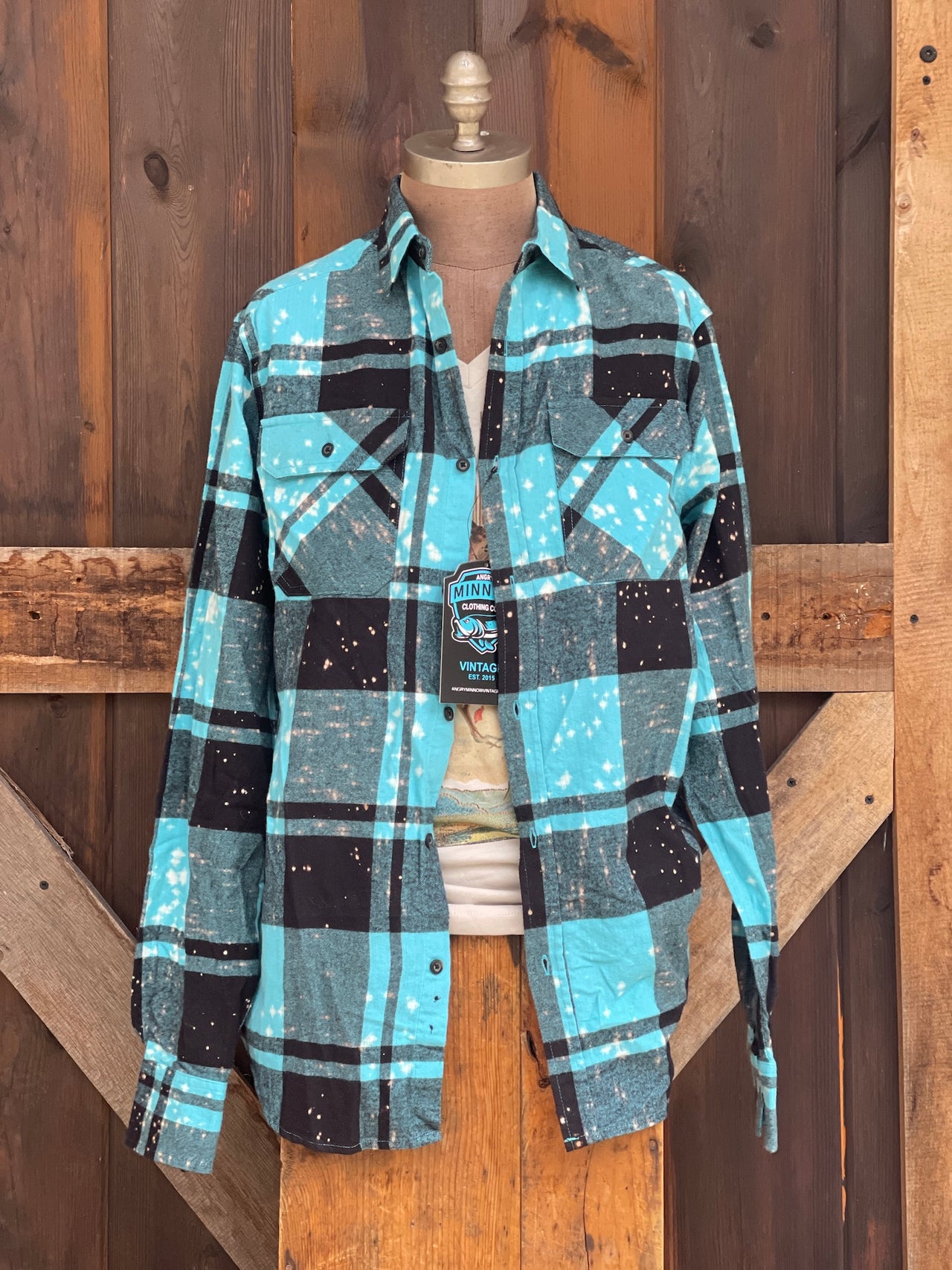 Hello Sunshine Art Flannel- Distressed Turquoise plaid