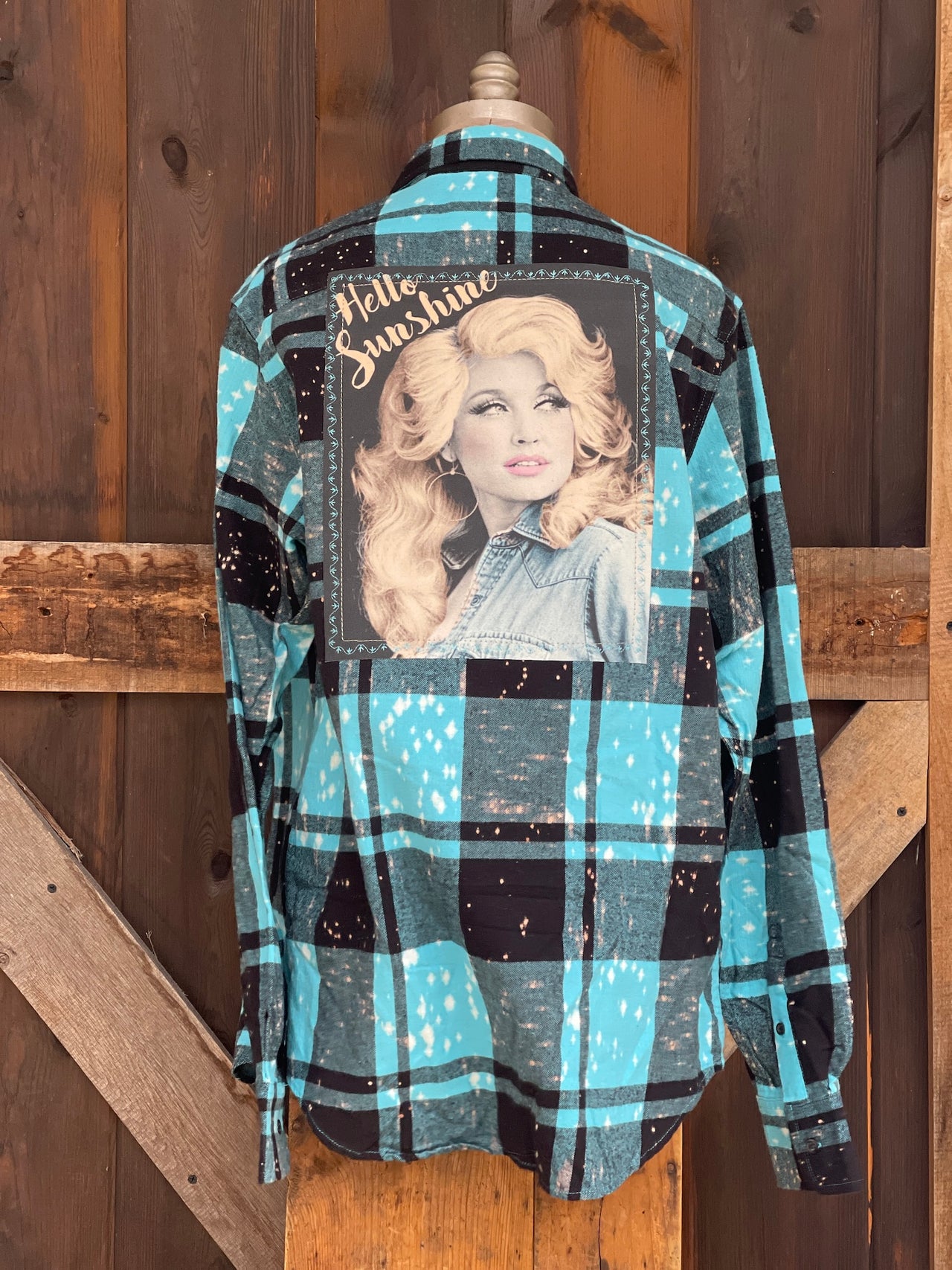 Hello Sunshine Art Flannel- Distressed Turquoise plaid