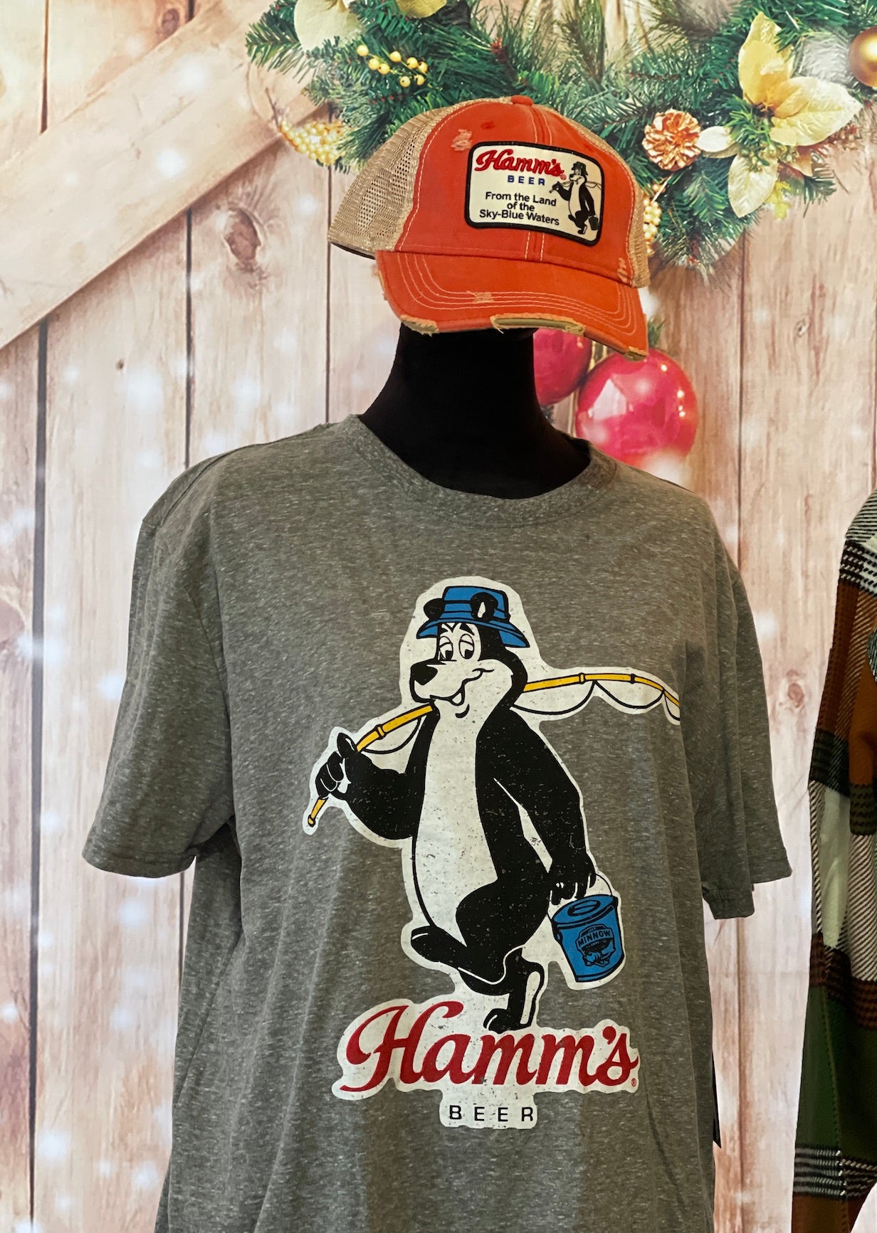 Hamm’s Fishing Bear Tee- Heather Grey