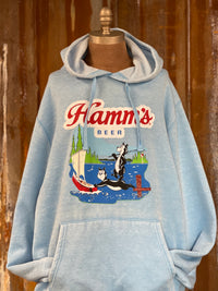 Thumbnail for Hamm's Sailboat Hoodie- Acid Etch Sky Blue