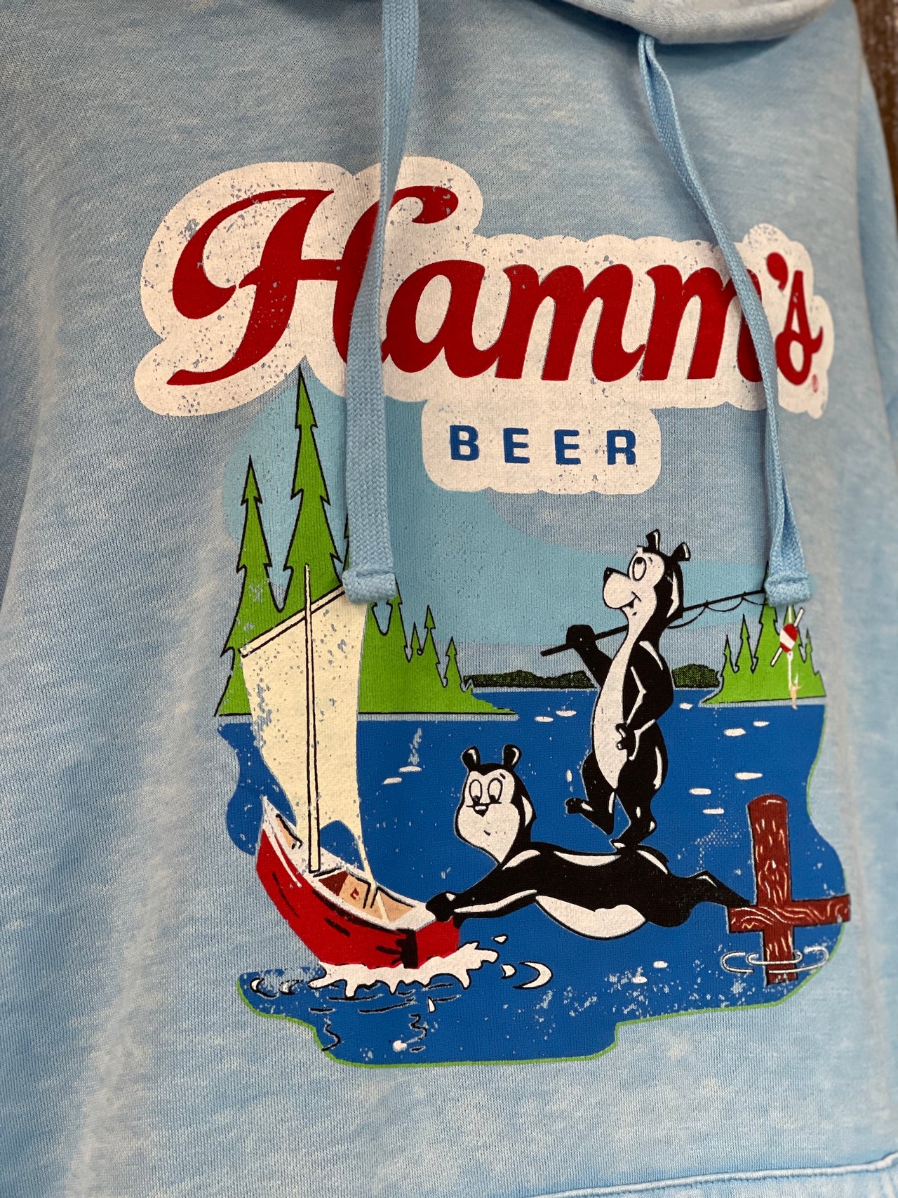 Hamm's Sailboat Hoodie- Acid Etch Sky Blue