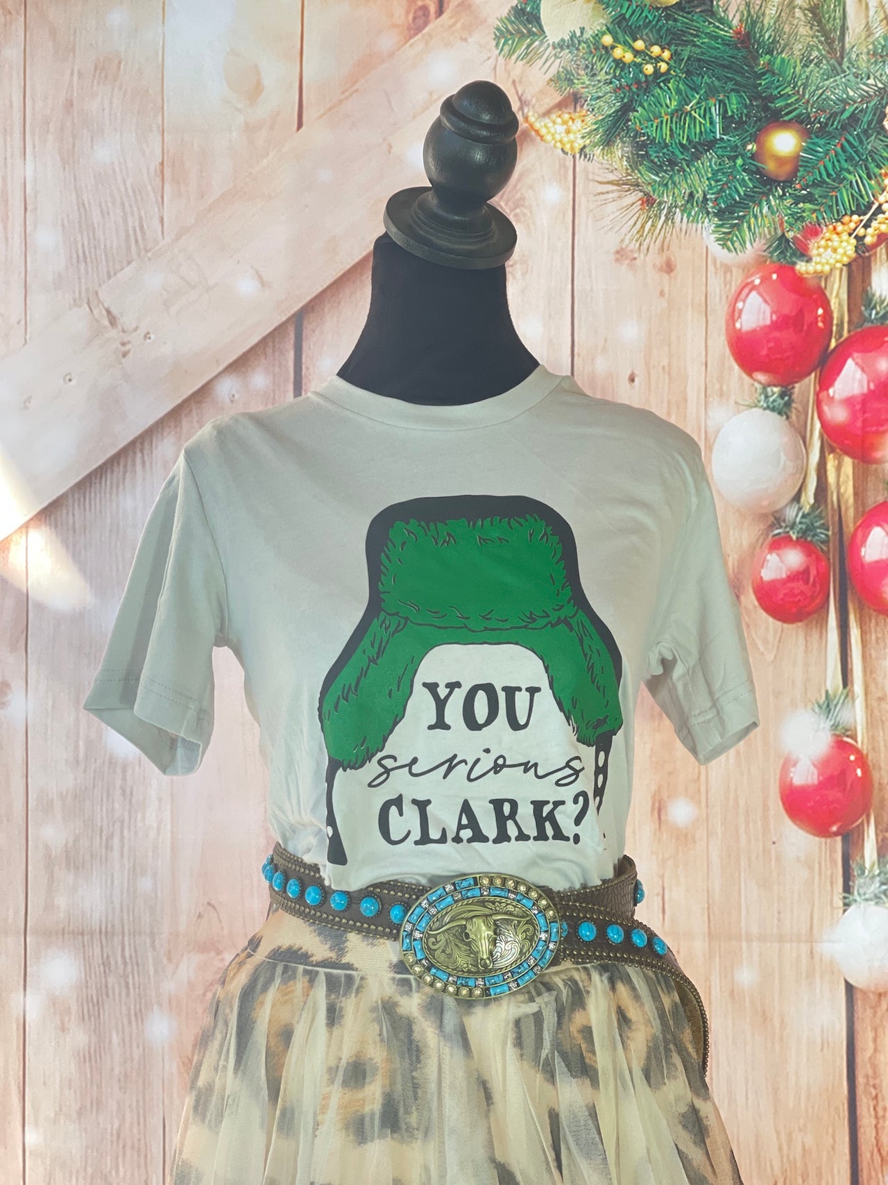 You Serious Clark Holiday Tee- Light Grey