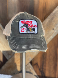 Thumbnail for WIENER RIDES Hat- Distressed Black Snapback