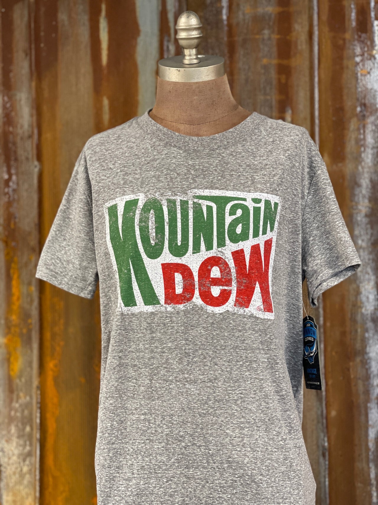 Mountain Dew Retro Graphic Tee- Heather Grey