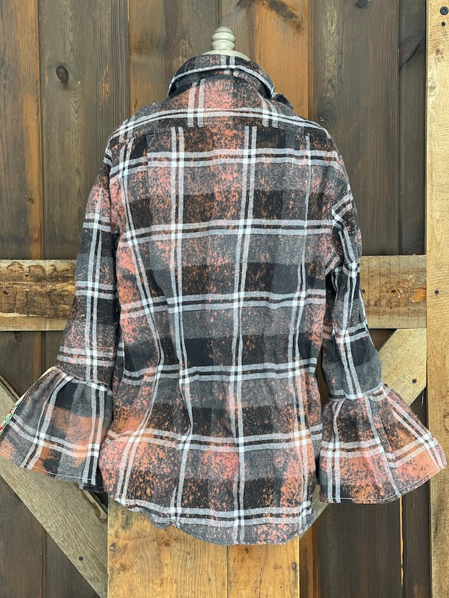 Flared Sleeve Flannel- MORNING IN THE FIELD Size Large