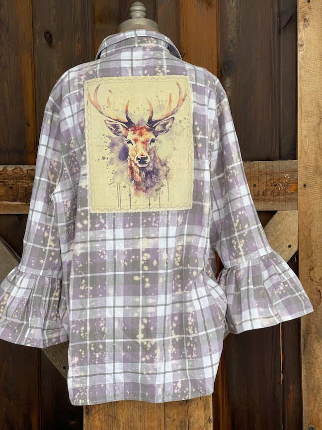 Flared Sleeve Flannel- TWILIGHT BUCK 2XL