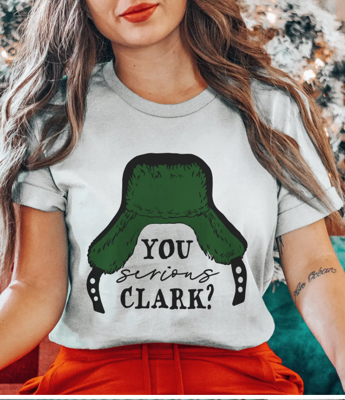 You Serious Clark Holiday Tee- Light Grey