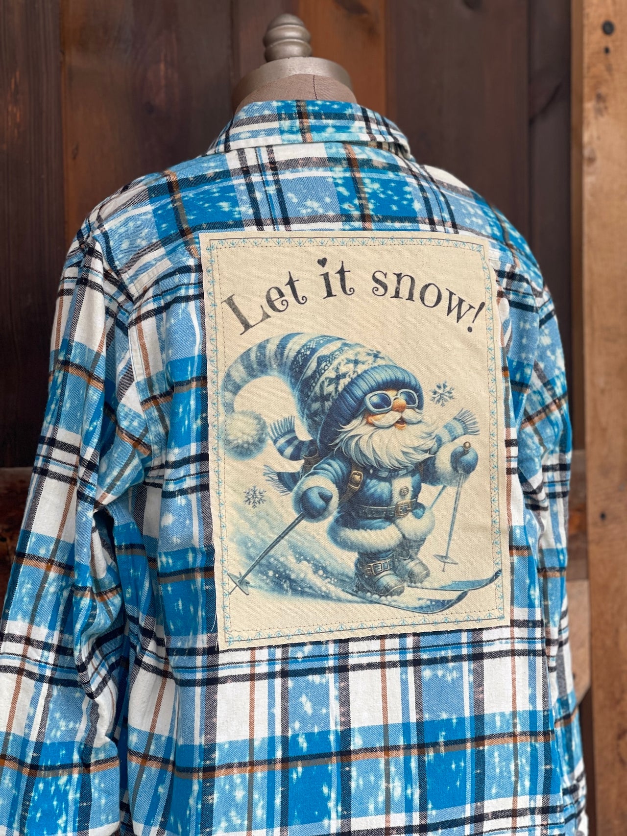 LET IT SNOW! Holiday Flannel- Distressed Icicle Blue