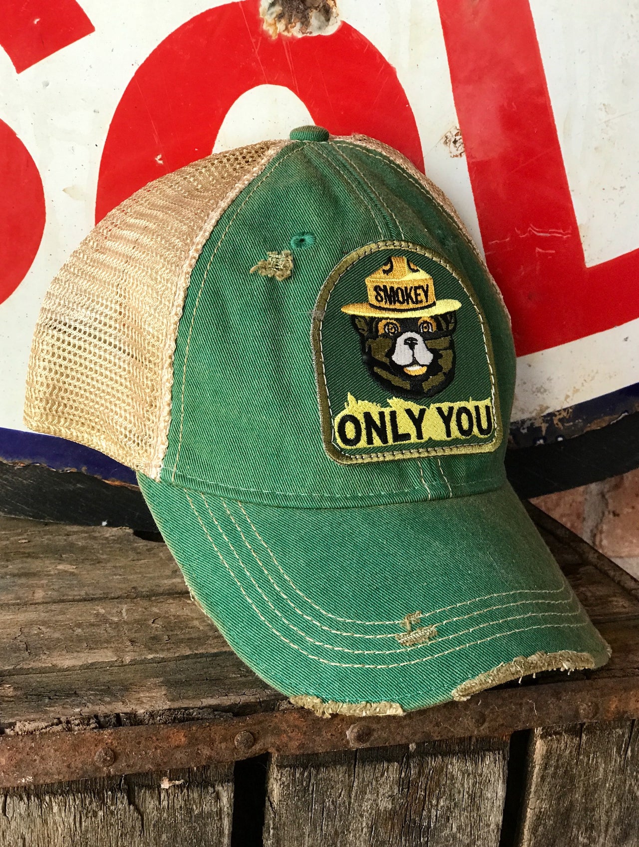 Smokey Bear Distressed Ball Cap