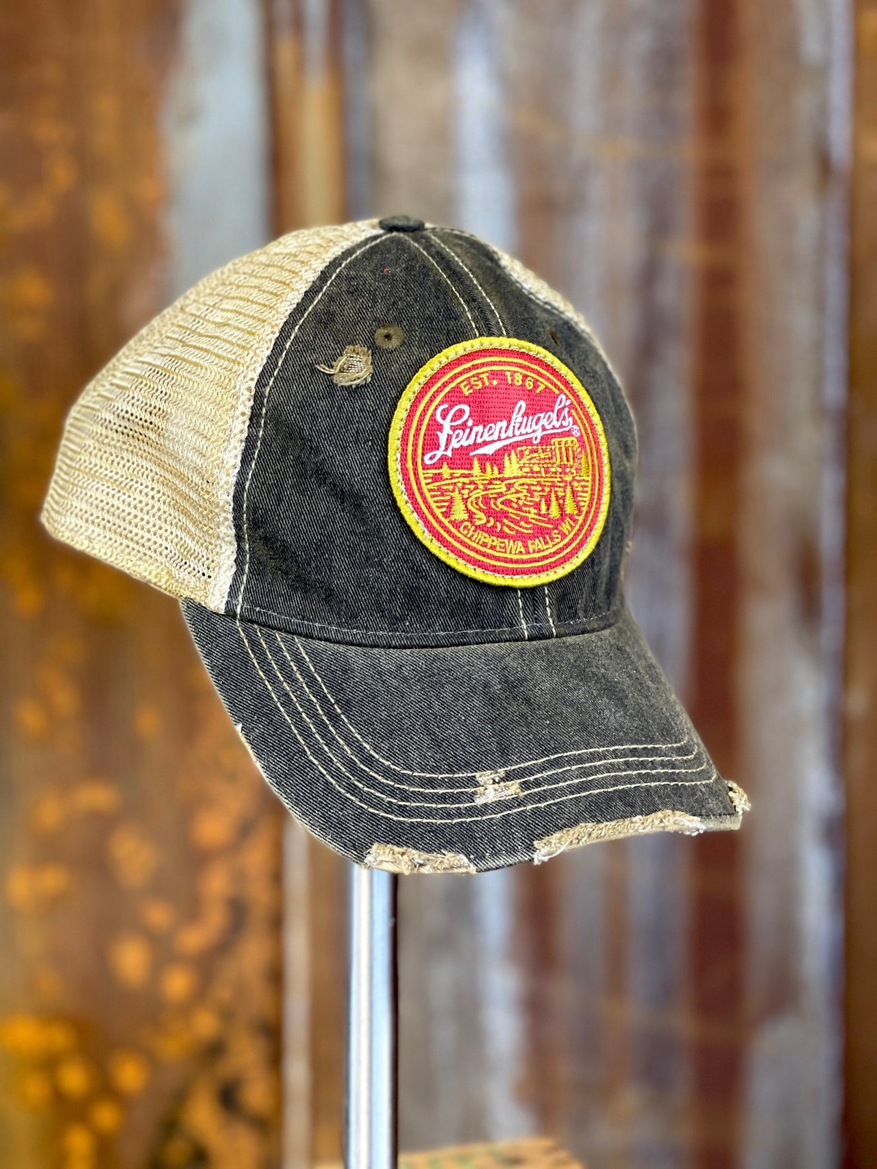 Leinenkugel Round Logo Hat- Distressed Black