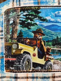 Thumbnail for Smokey Bear Jeep Art Flannel - Distressed Lakes Blue