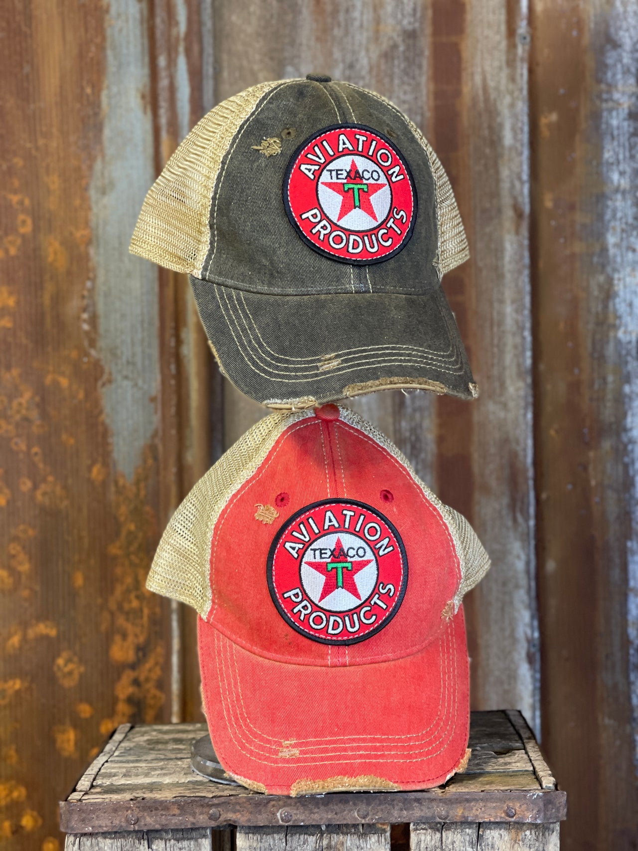 Texaco AVIATION Hat- Distressed Red Snapback