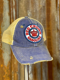 Thumbnail for Red Crown Gasoline Hat- Distressed Royal Blue Snapback