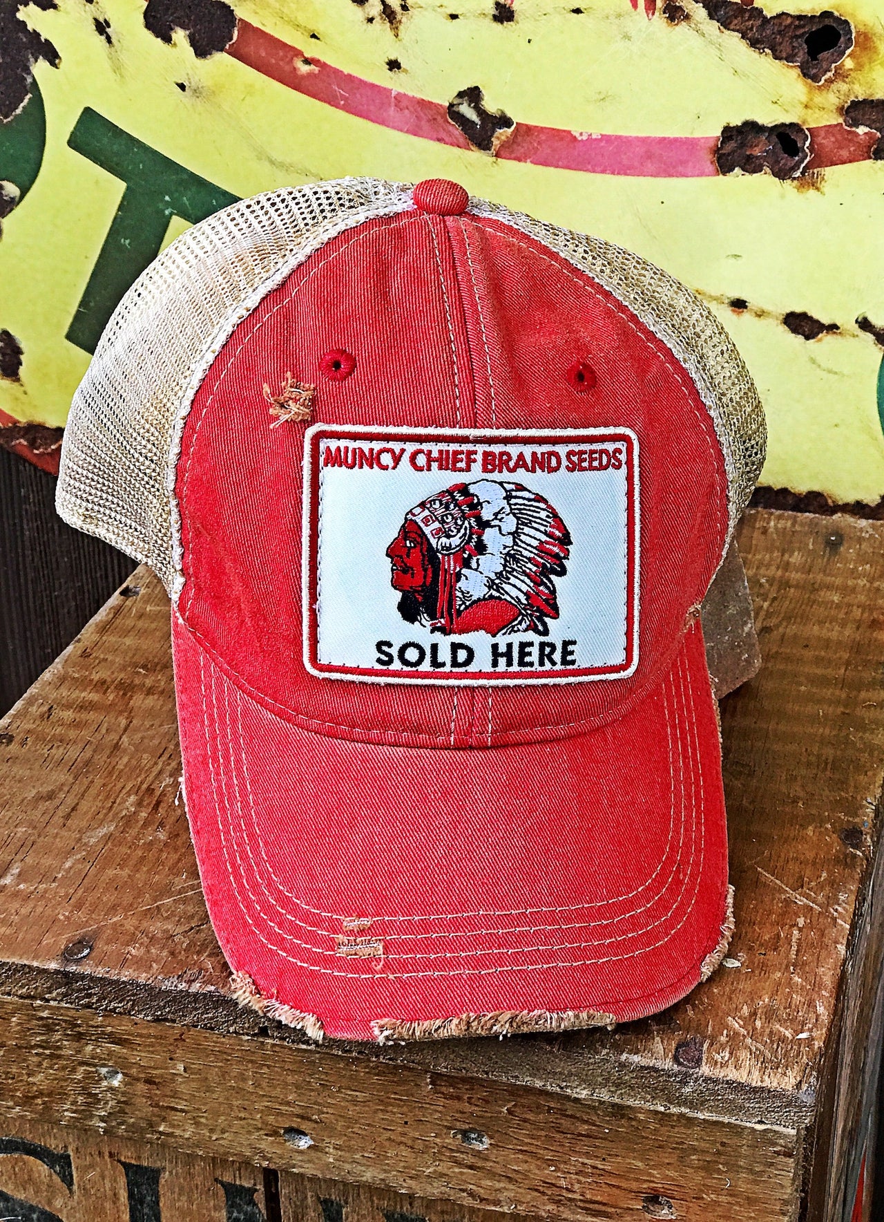 Muncy Chief Seed Patch Hat- Distressed Red