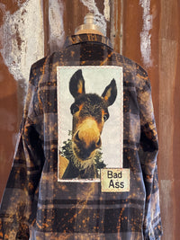 Thumbnail for Bad Donkey Distressed Flannel - Distressed Black